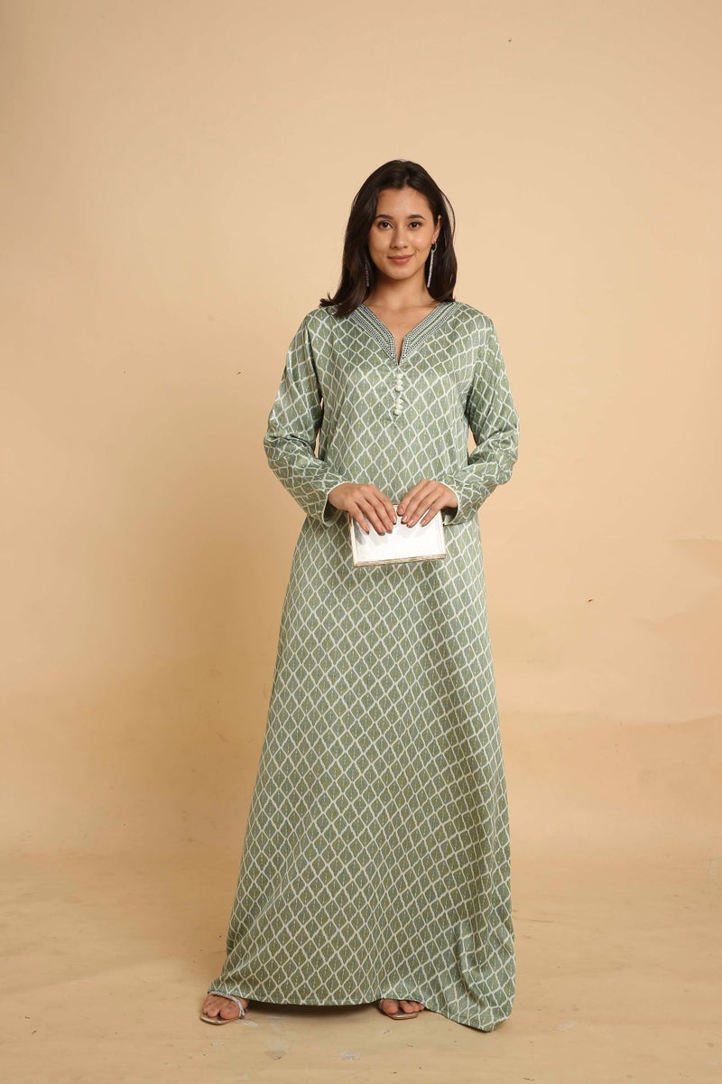 HANA & SARA Modest Arabic Jalabiya Dress with Elegant Long Sleeves Design - Image 1